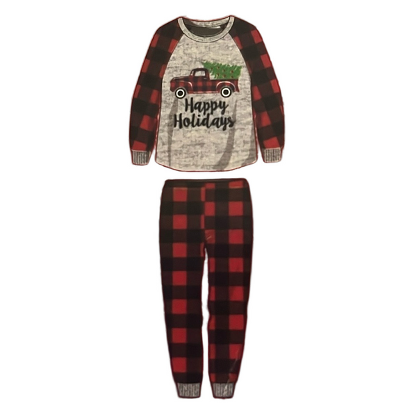 Other - ♥️Happy Holidays Girl’s Buffalo Plaid Pajamas M7/8